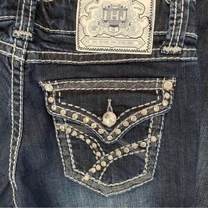 Iron Horse Jeana Jeans Handmade Bling Rhinestone Bootcut Whiskering Women's 2